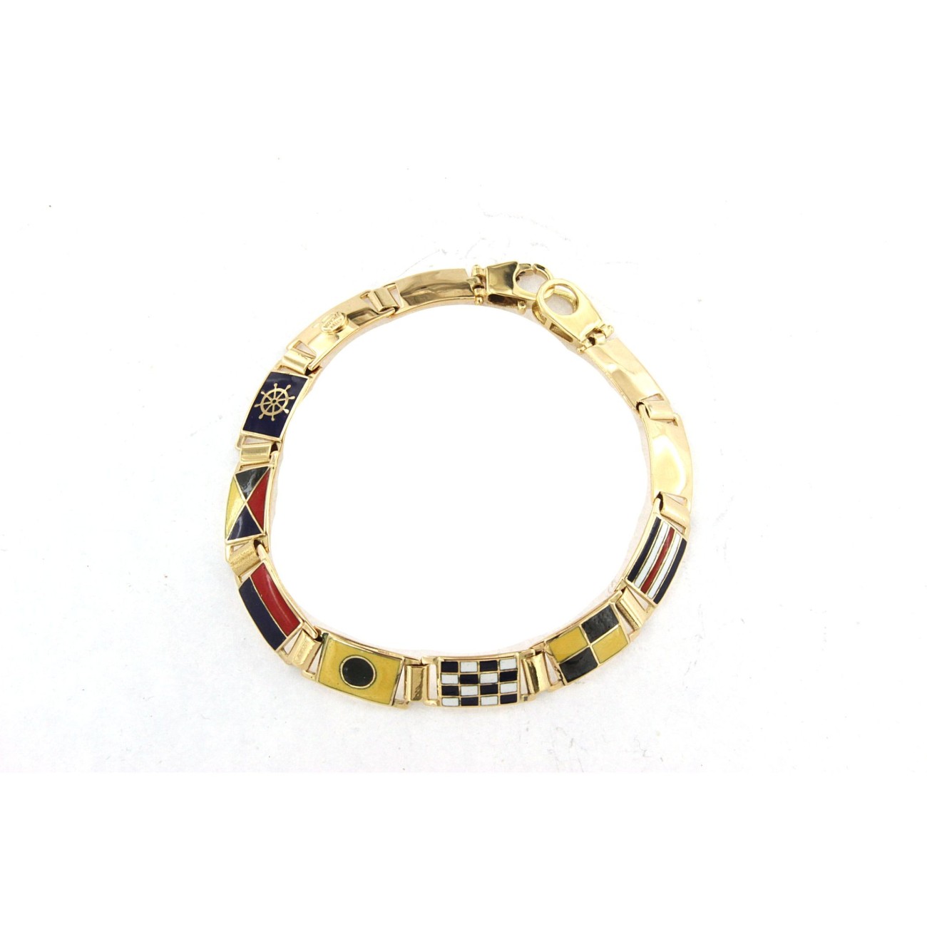 Bracciale in oro 18kt con bandiere nautiche misura grande