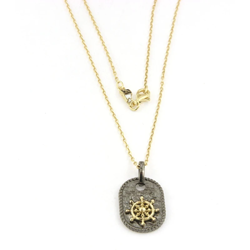 Collana da uomo con medaglia in Argento e timone