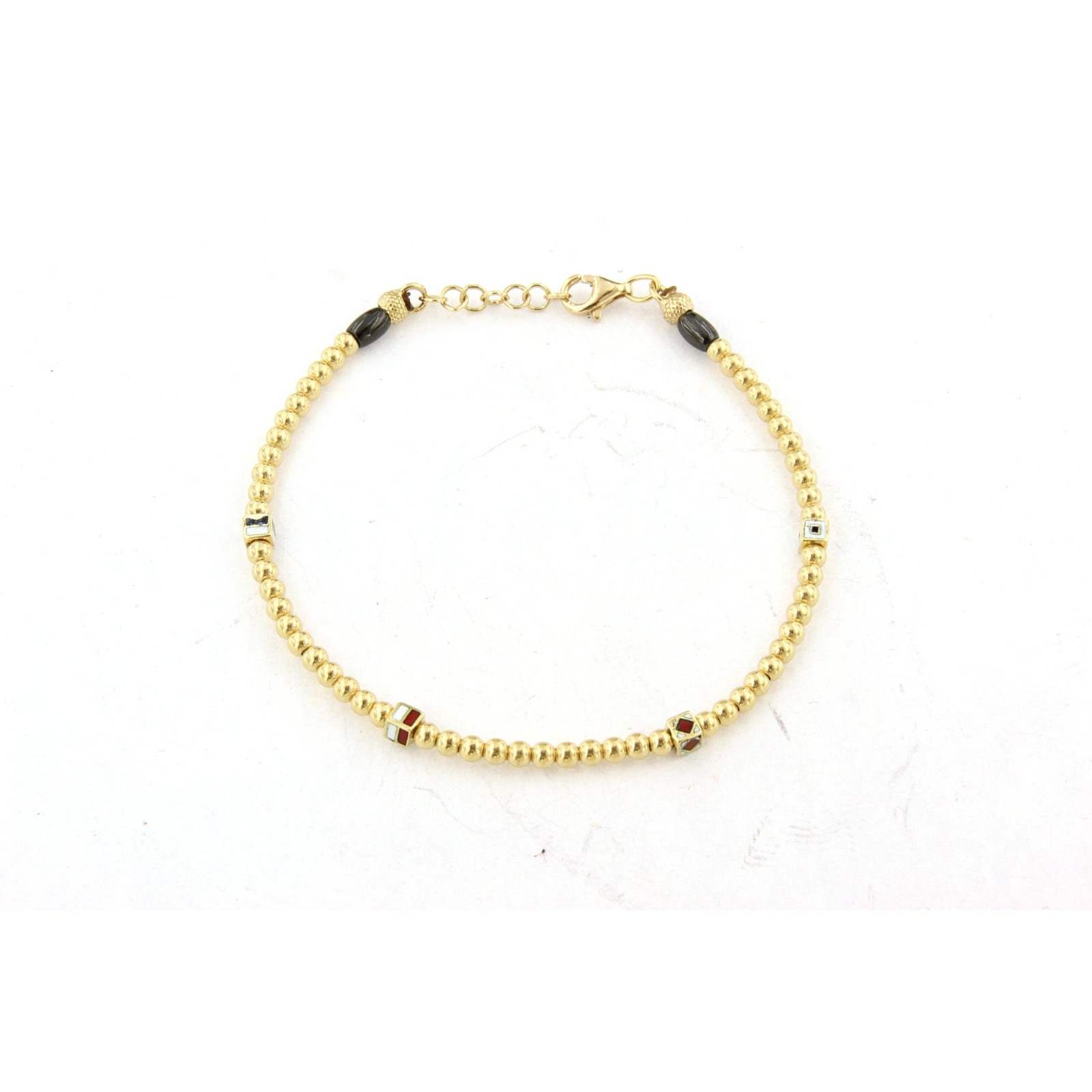 Bracciale in oro 18kt con palline e cubi smaltati