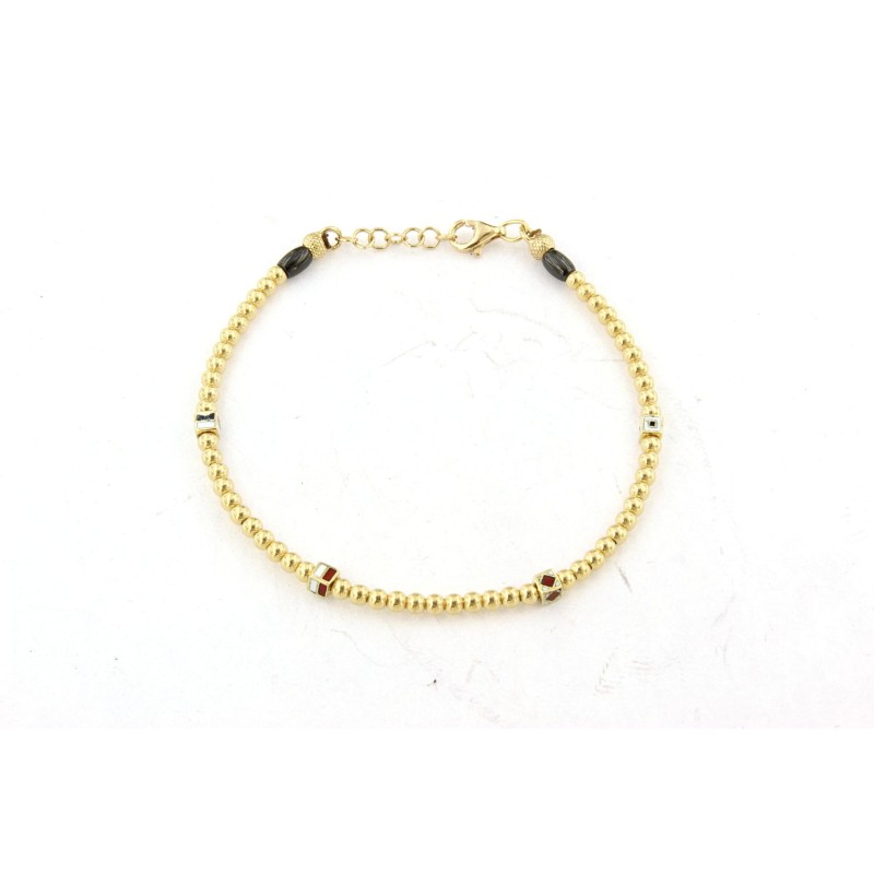 Bracciale in oro 18kt con palline e cubi smaltati