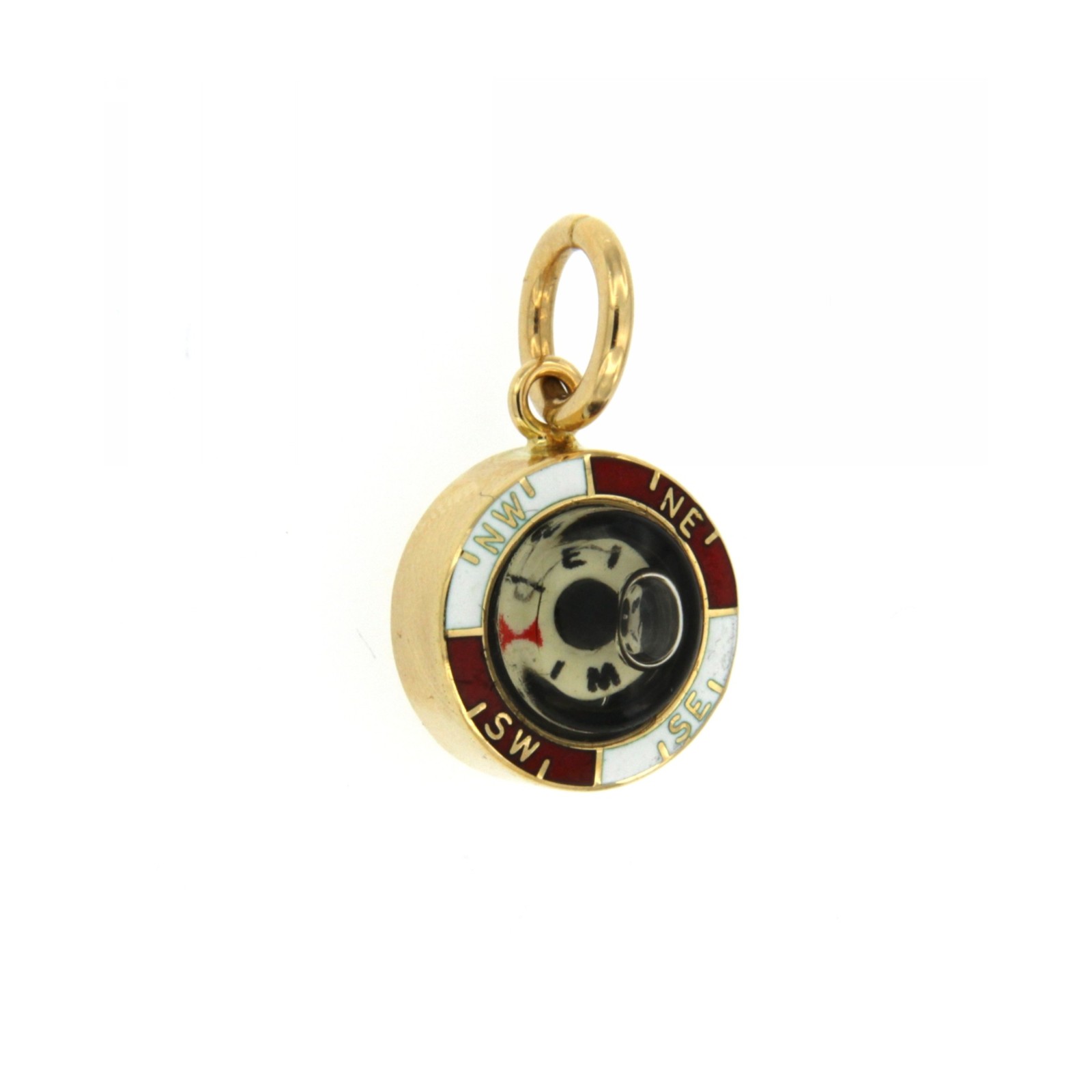 Pendente Bussola in Oro Giallo 18kt con smalto a fuoco