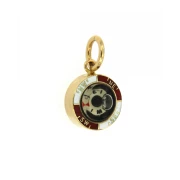 Pendente Bussola in Oro Giallo 18kt con smalto a fuoco