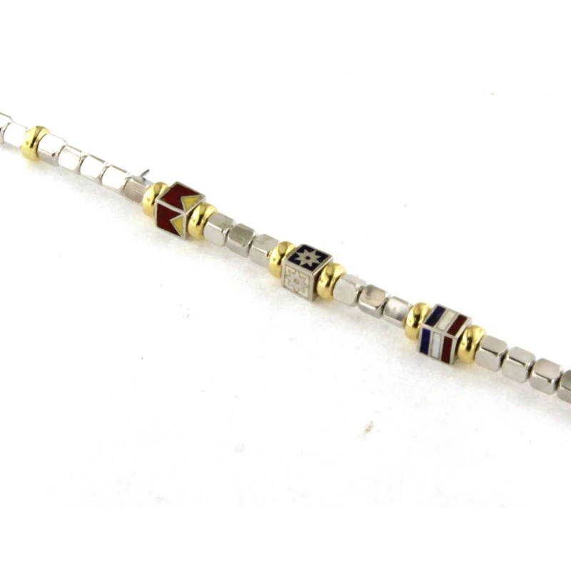 Bracciale in Argento con Cubi bicolore