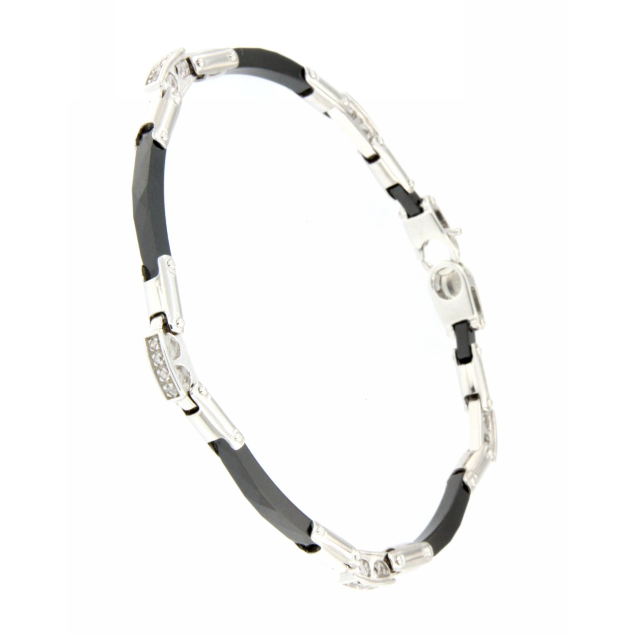 Bracciale in Argento con Ceramica e Pietre