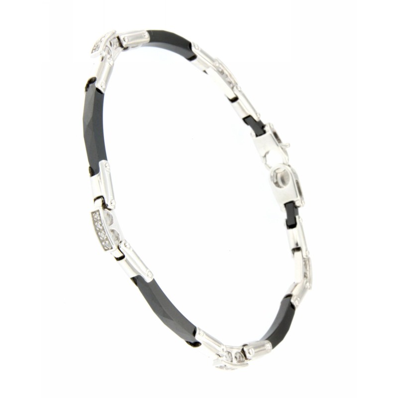 Bracciale in Argento con Ceramica e Pietre