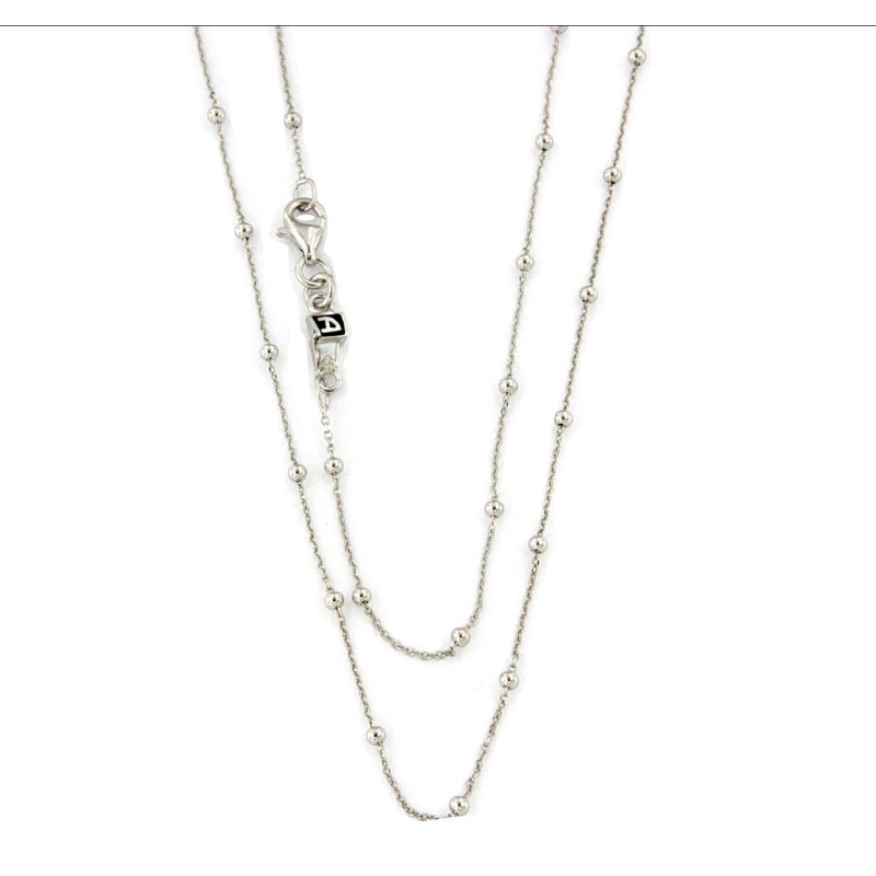 Collana rosario in argento bianco