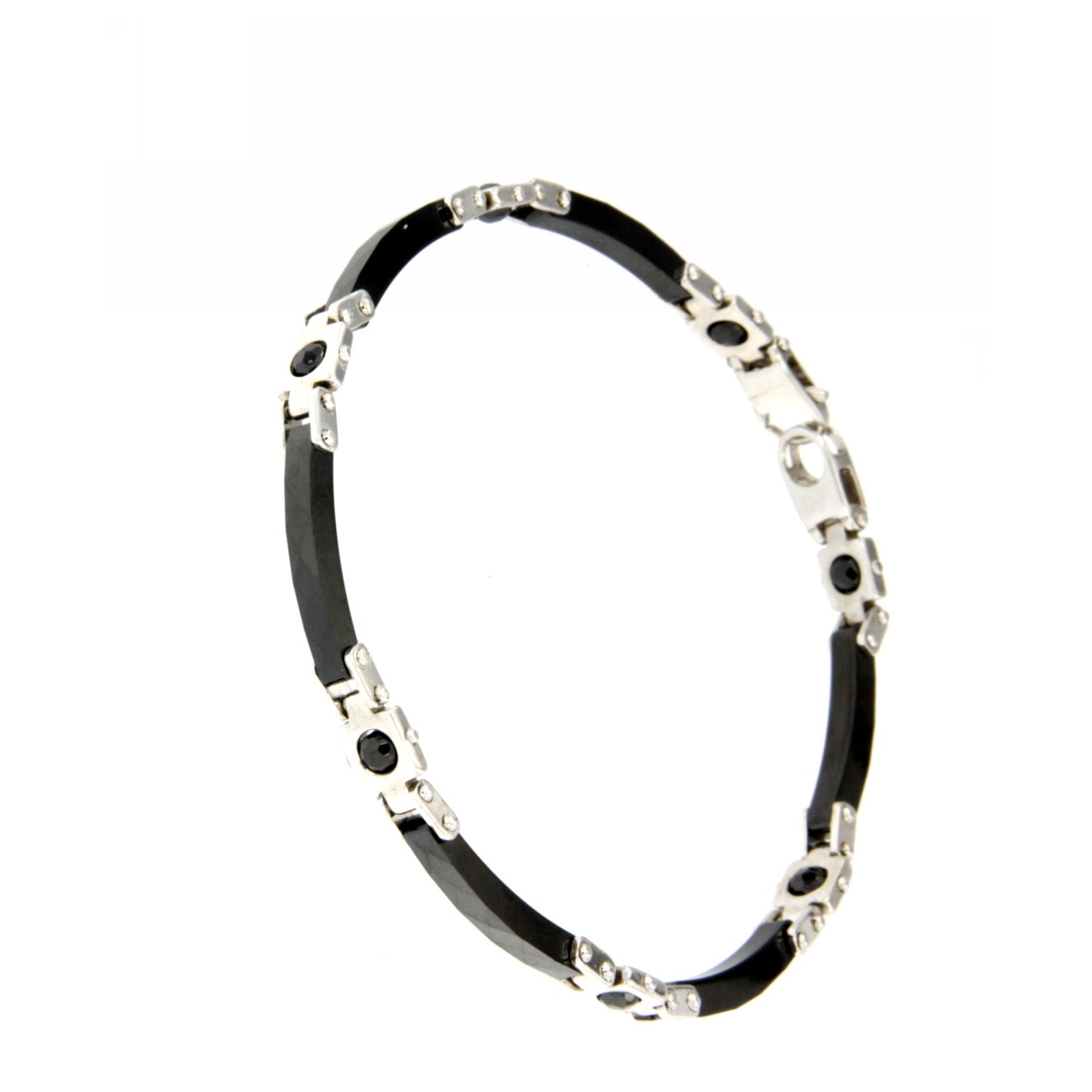 Bracciale in Argento con Ceramica e Pietre