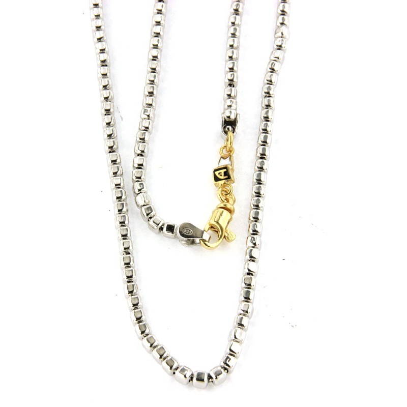 Collana Cubetto in argento bianco con chiusura argento giallo
