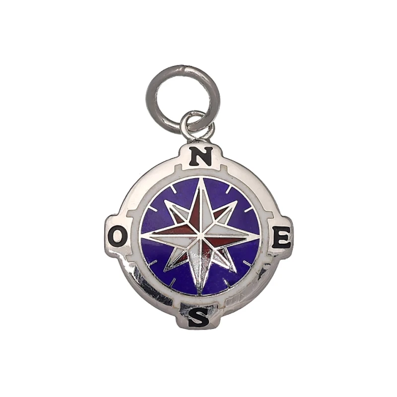 Collana in Argento con Rosa dei Venti smaltata a fuoco