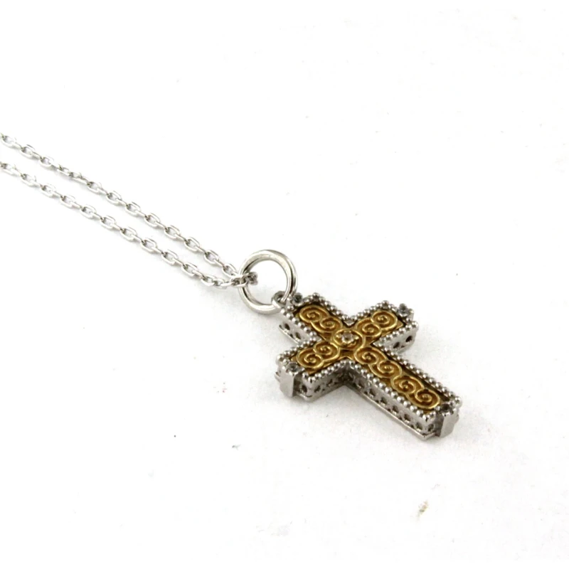 Collana in argento giallo con Croce vintage