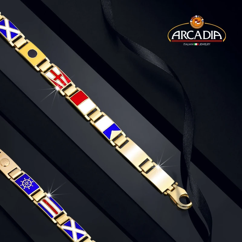 Bracciale in oro 18kt con bandiere nautiche misura piccola