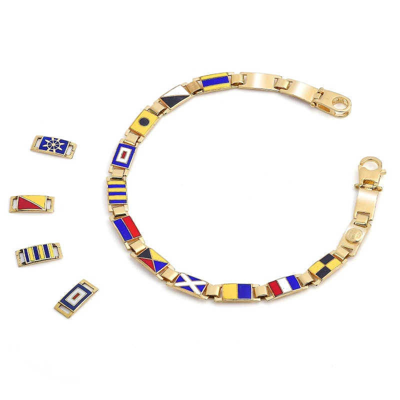 Bracciale in oro 18kt con bandiere nautiche misura piccola