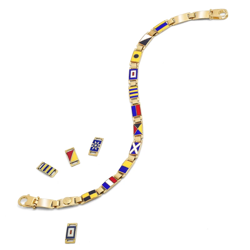 Bracciale in oro 18kt con bandiere nautiche misura piccola