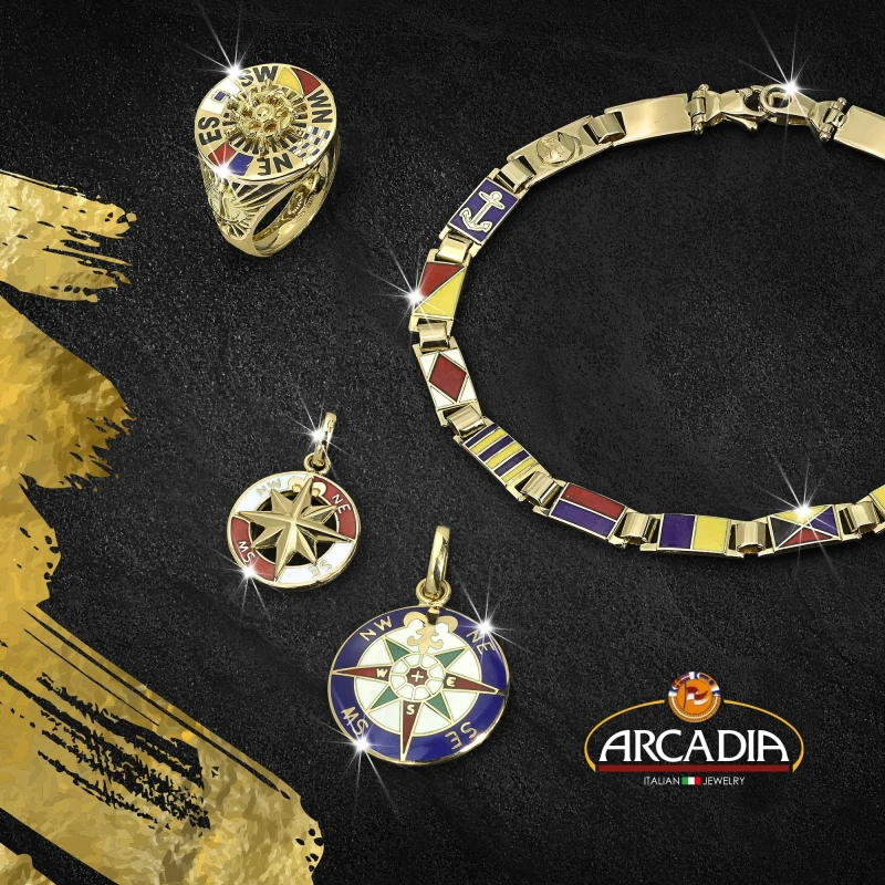 Bracciale in oro 18kt con bandiere nautiche misura piccola