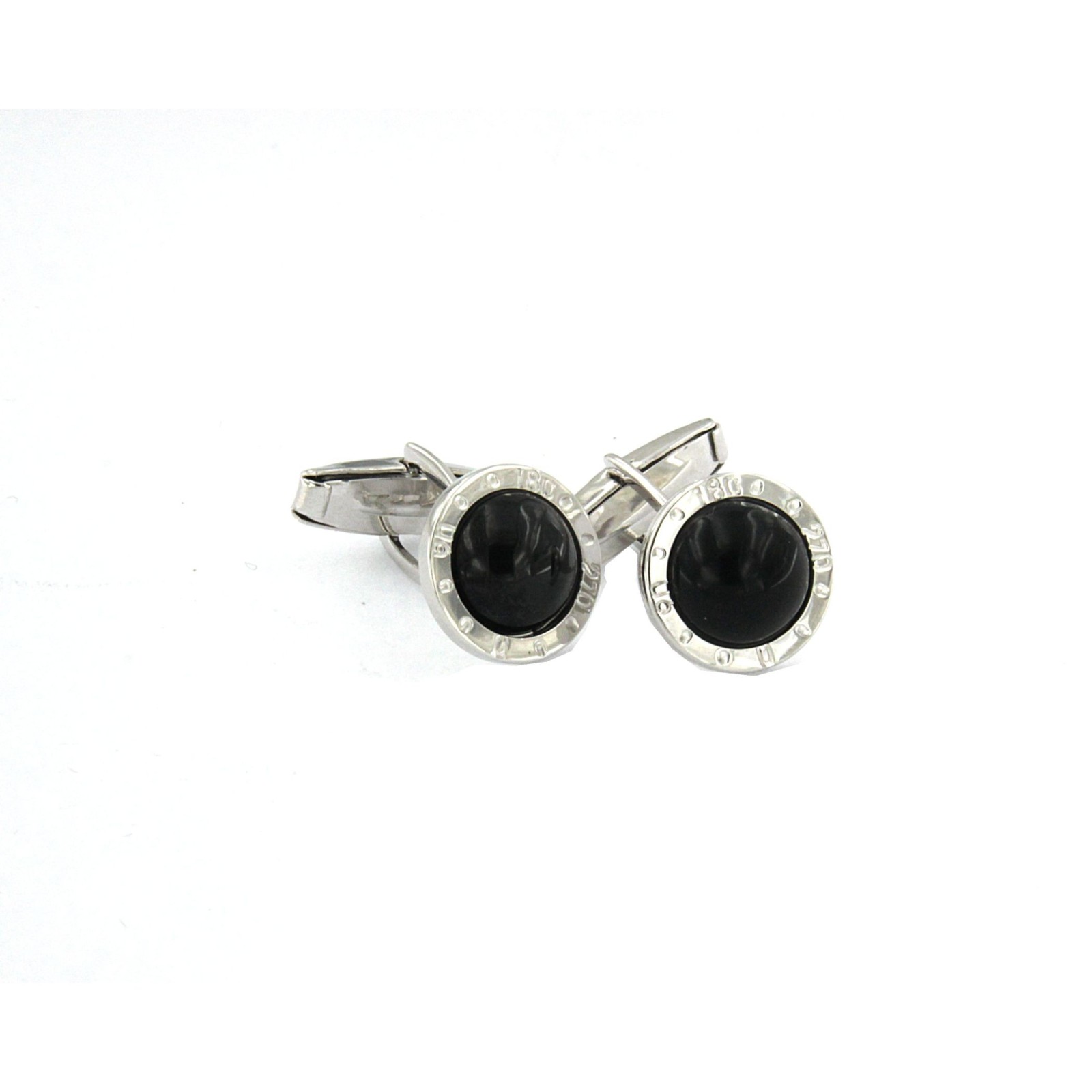 Gemelli in argento con onice nera e numeri