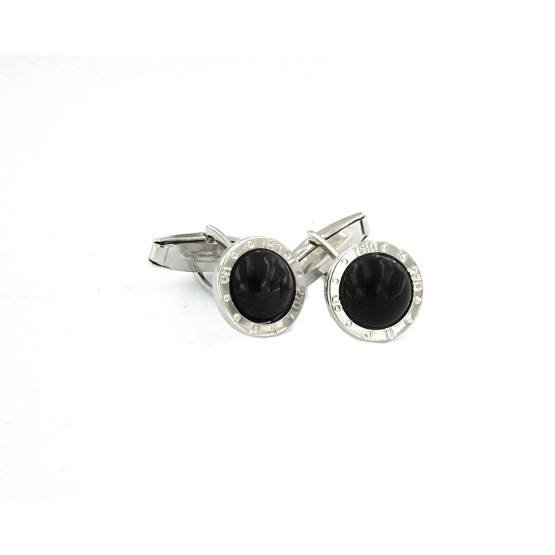 Gemelli in argento con onice nera e numeri