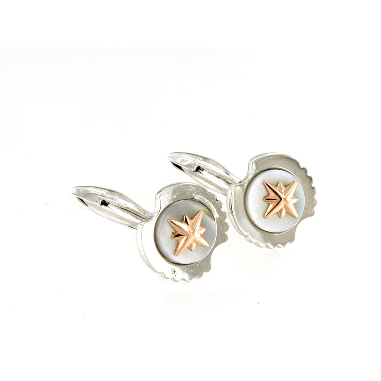 Gemelli in argento con madreperla e stella rose’