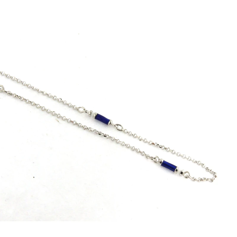 Catena in argento con smalto bianco e blu