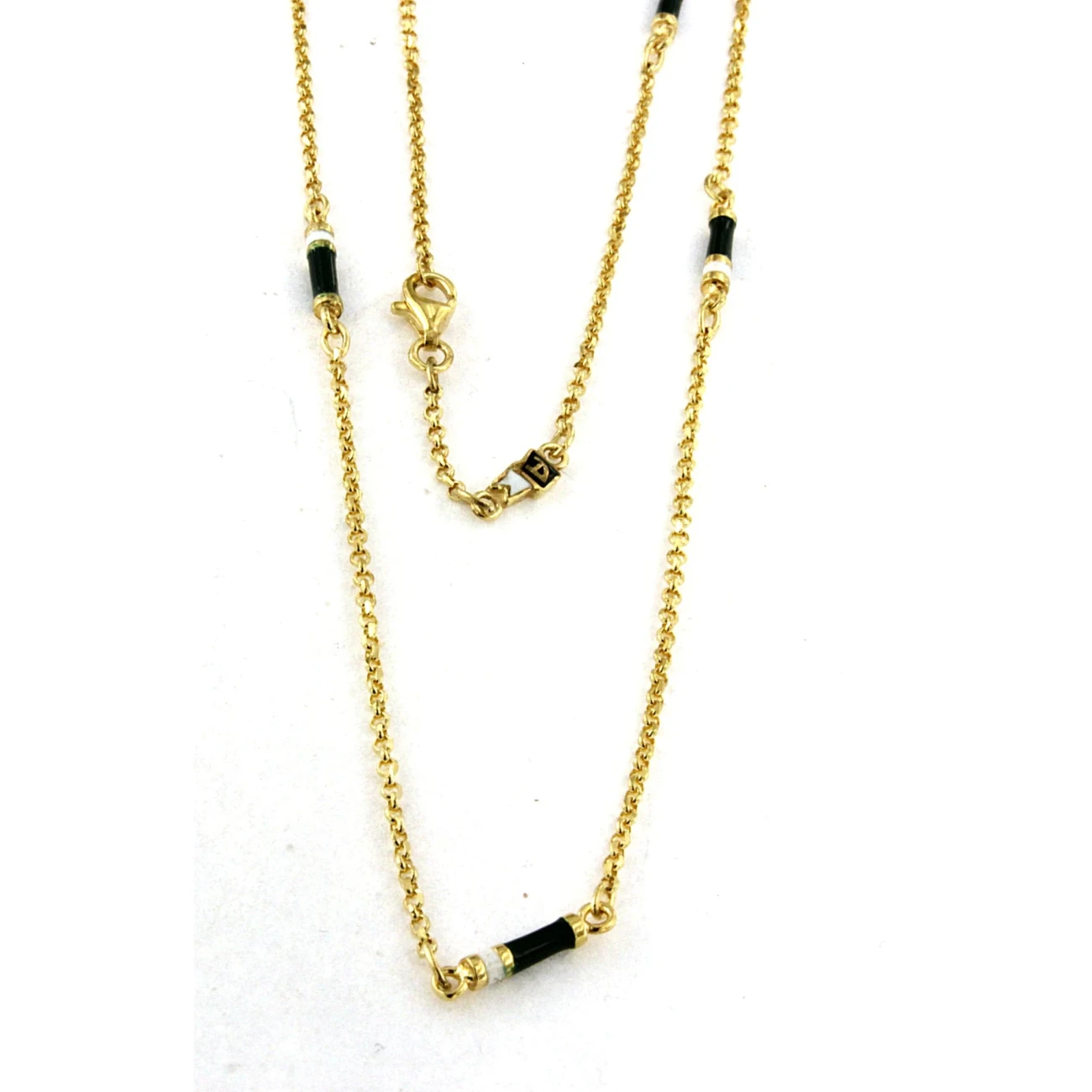 Catena in Argento con Smalto bianco e verde