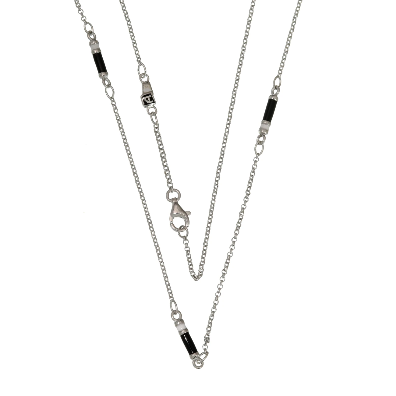 Catena in argento con smalto bianco e nero