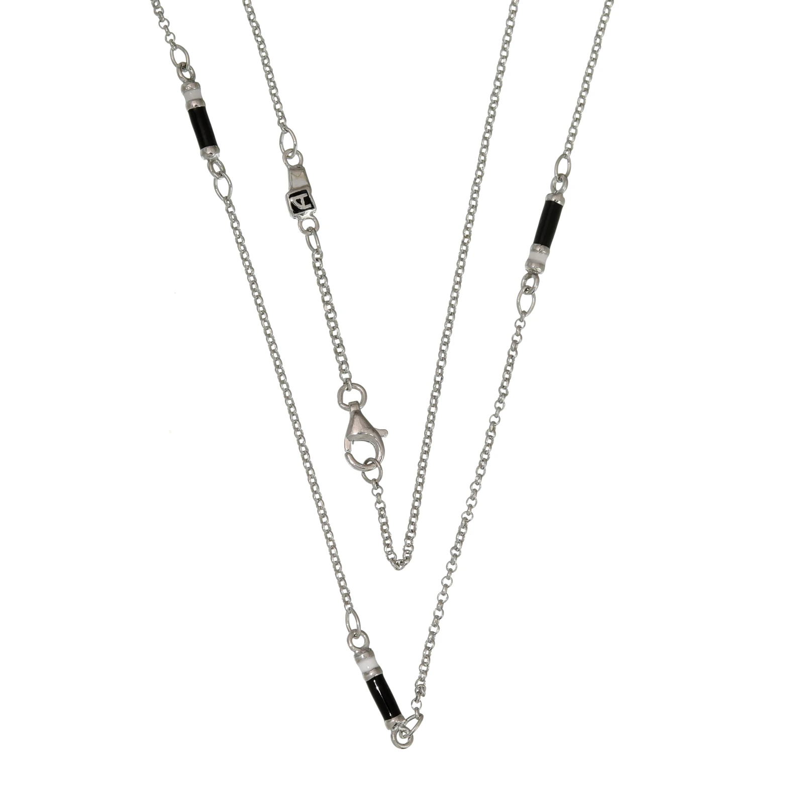 Catena in argento con smalto bianco e nero