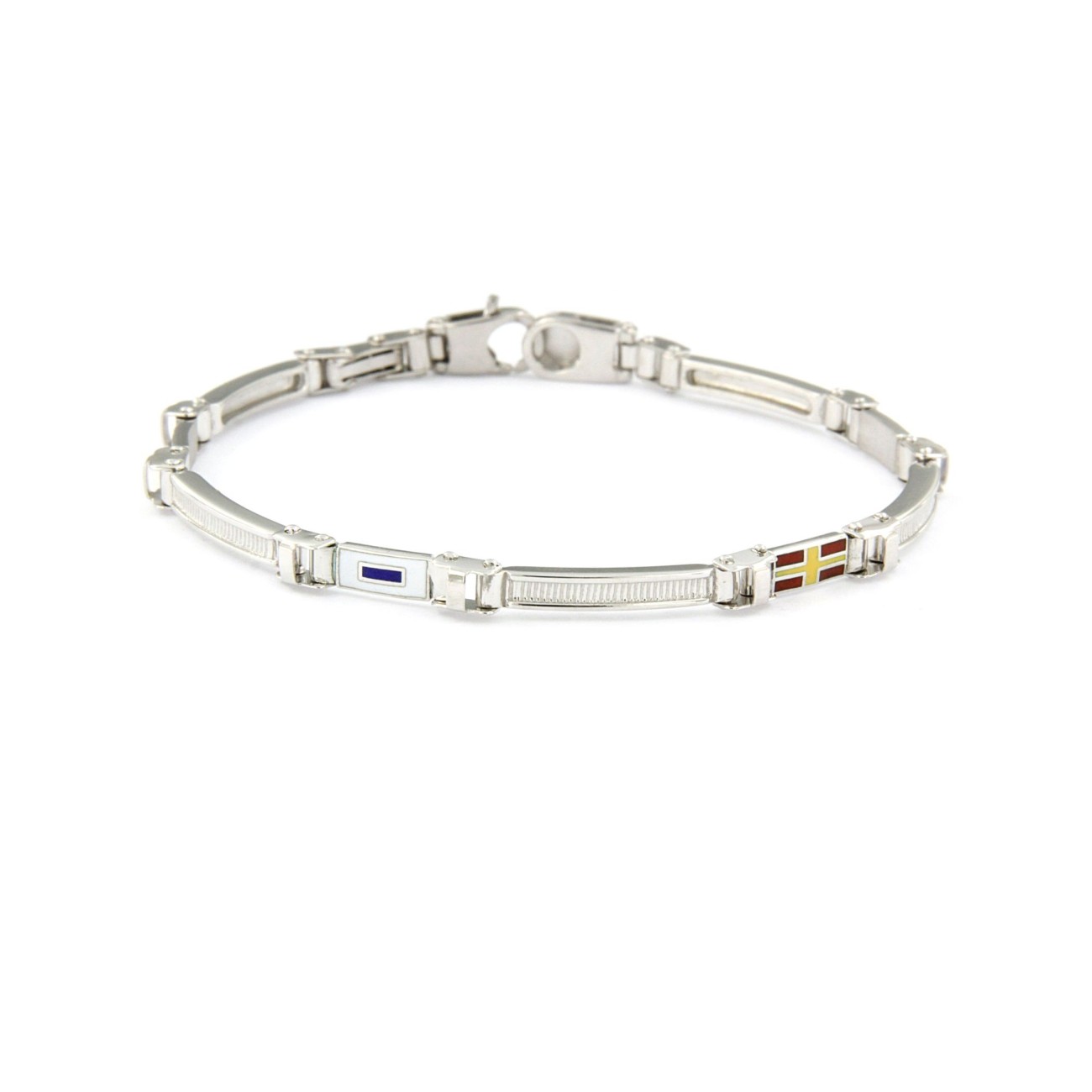 Bracciale in argento con bandiere nautiche smaltate