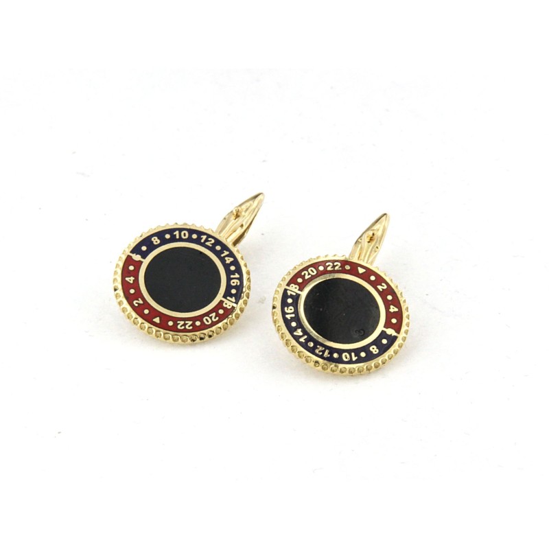 Gemelli in oro giallo 18kt con smalto nero e rosso