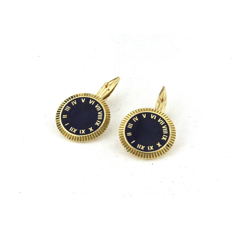Gemelli in oro giallo 18kt con smalto blu
