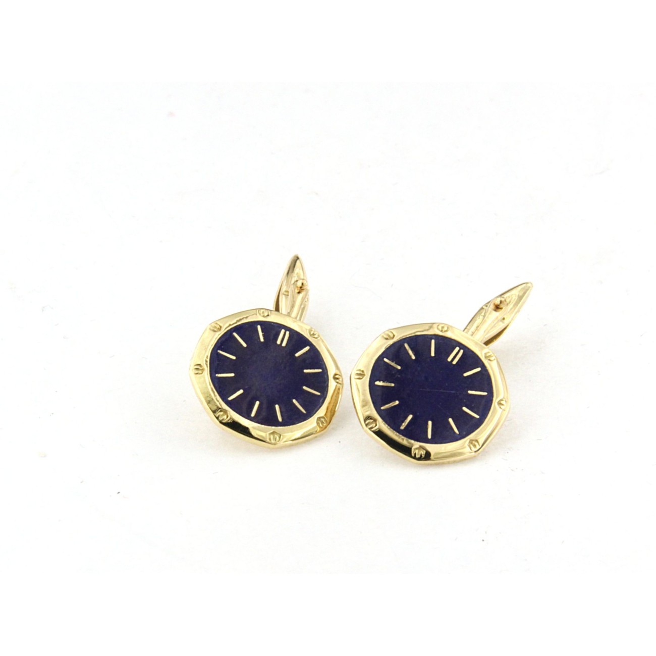 Gemelli in oro giallo 18kt con smalto blu