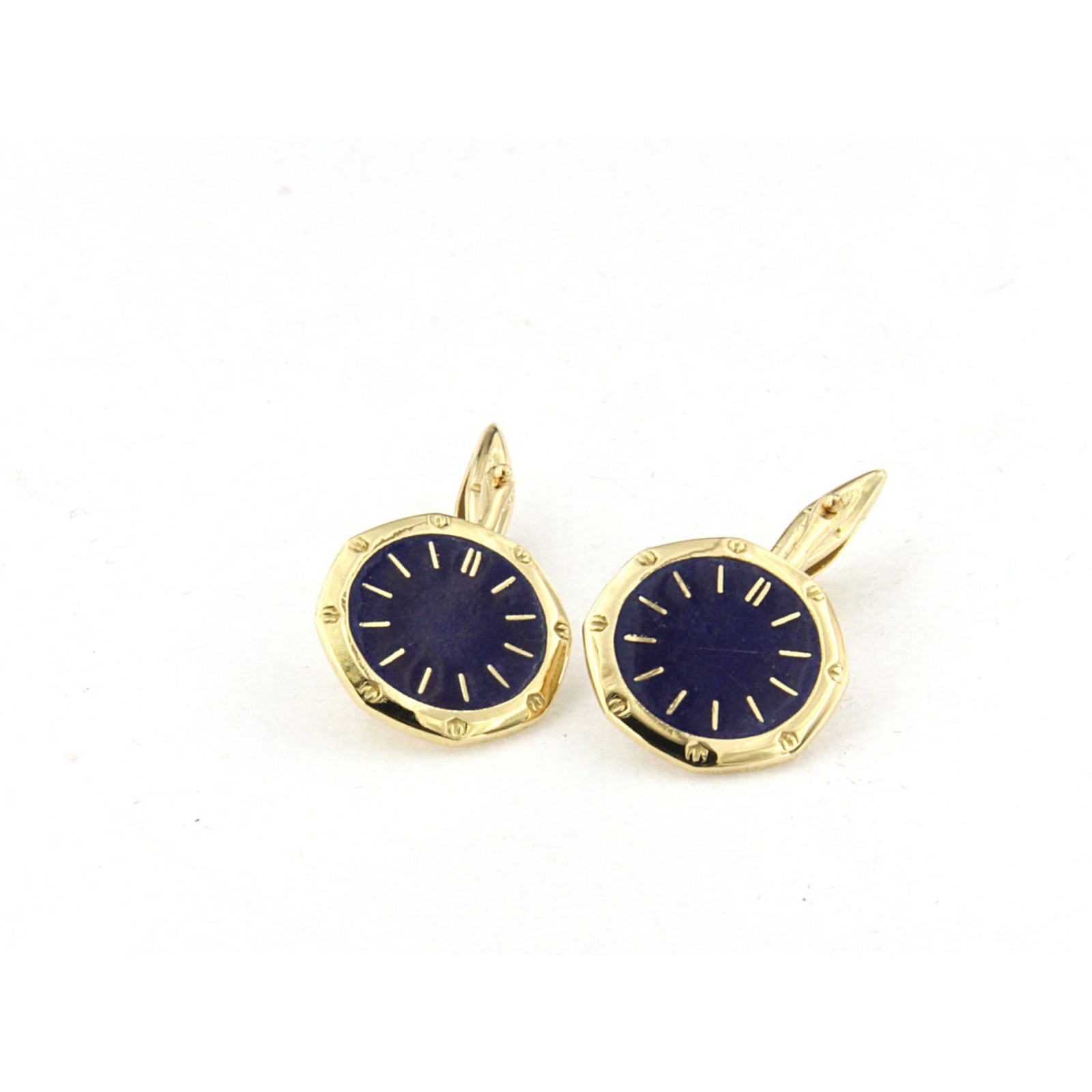 Gemelli in oro giallo 18kt con smalto blu