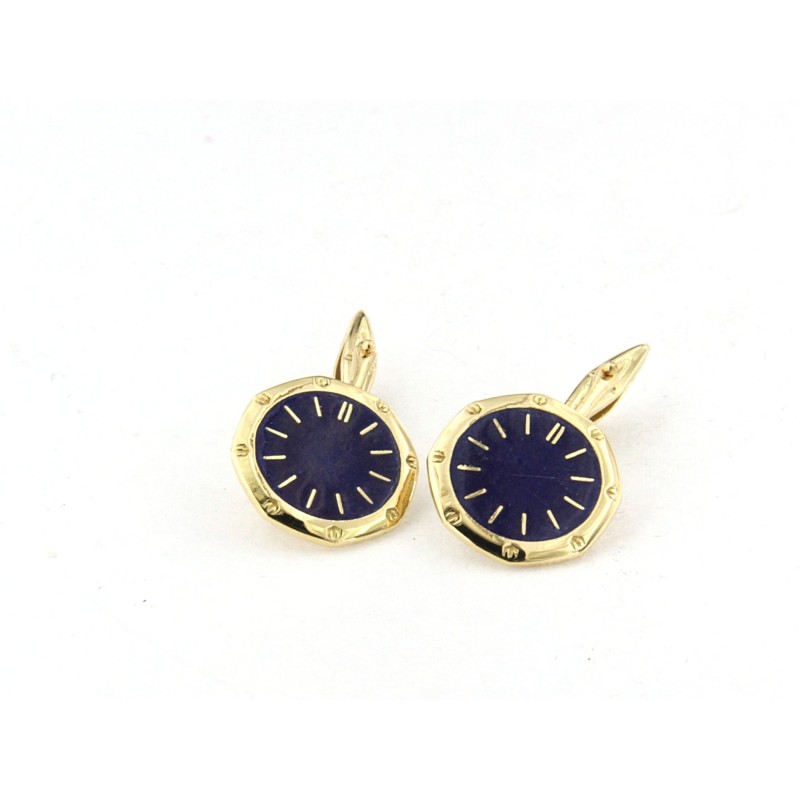 Gemelli in oro giallo 18kt con smalto blu