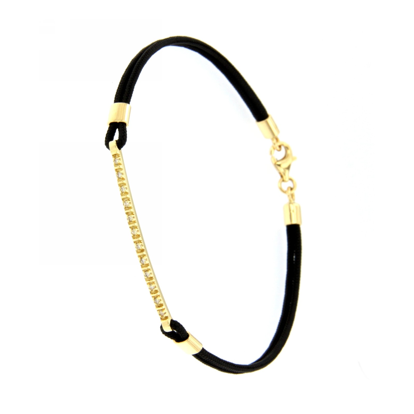 Bracciale in oro 18kt con brillanti e corda nera