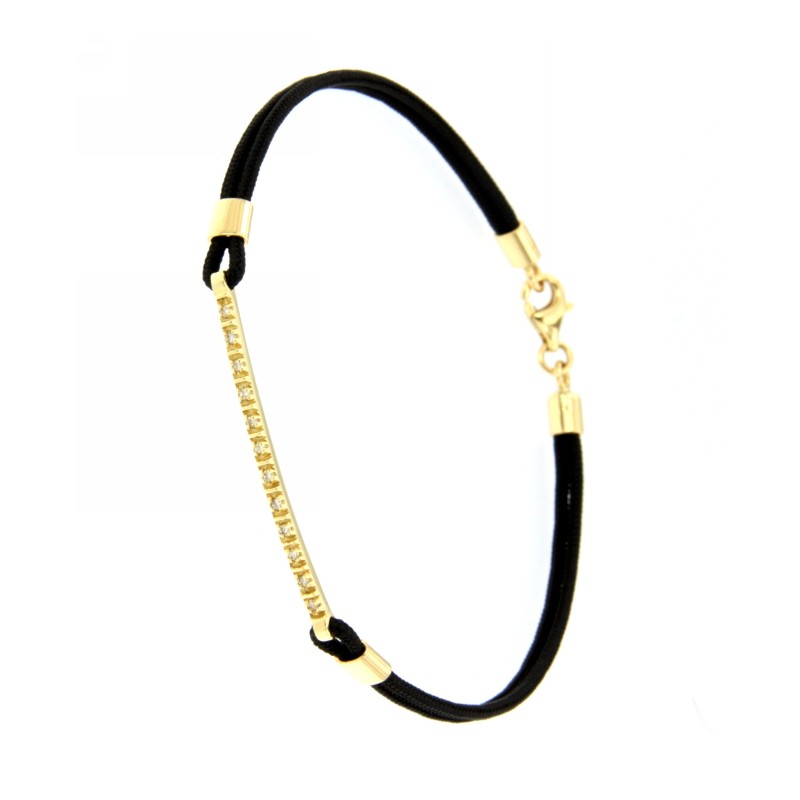 Bracciale in oro 18kt con brillanti e corda nera