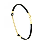 Bracciale in oro 18kt con brillanti e corda nera