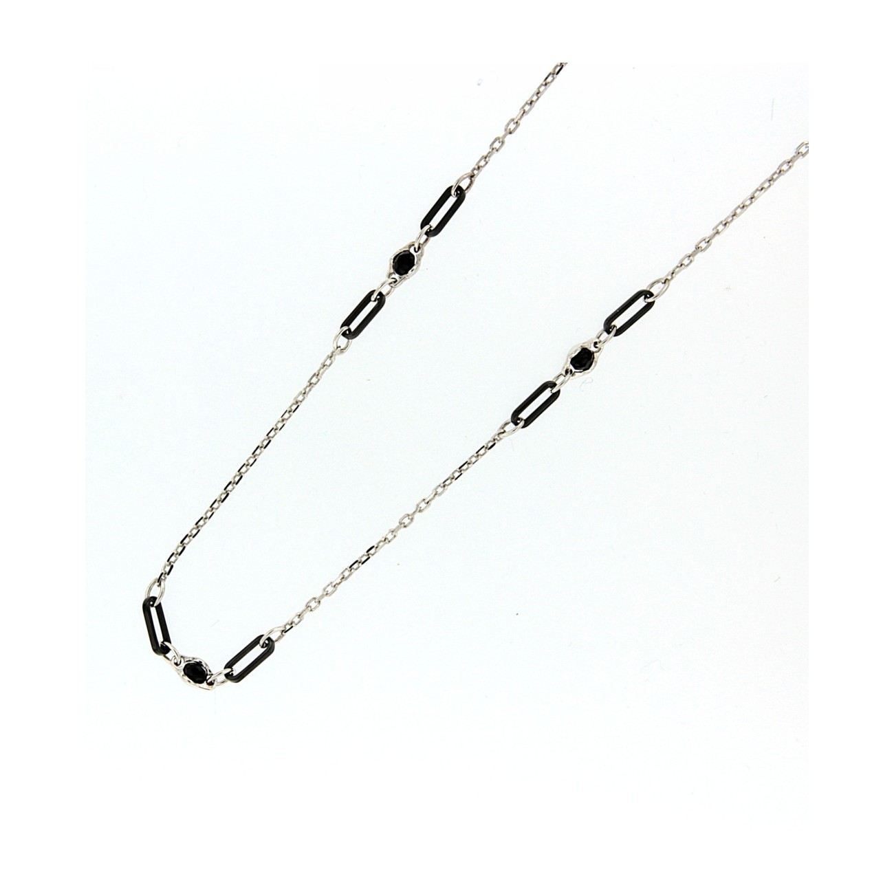 Catena in oro bianco 18kt con ceramica e pietra