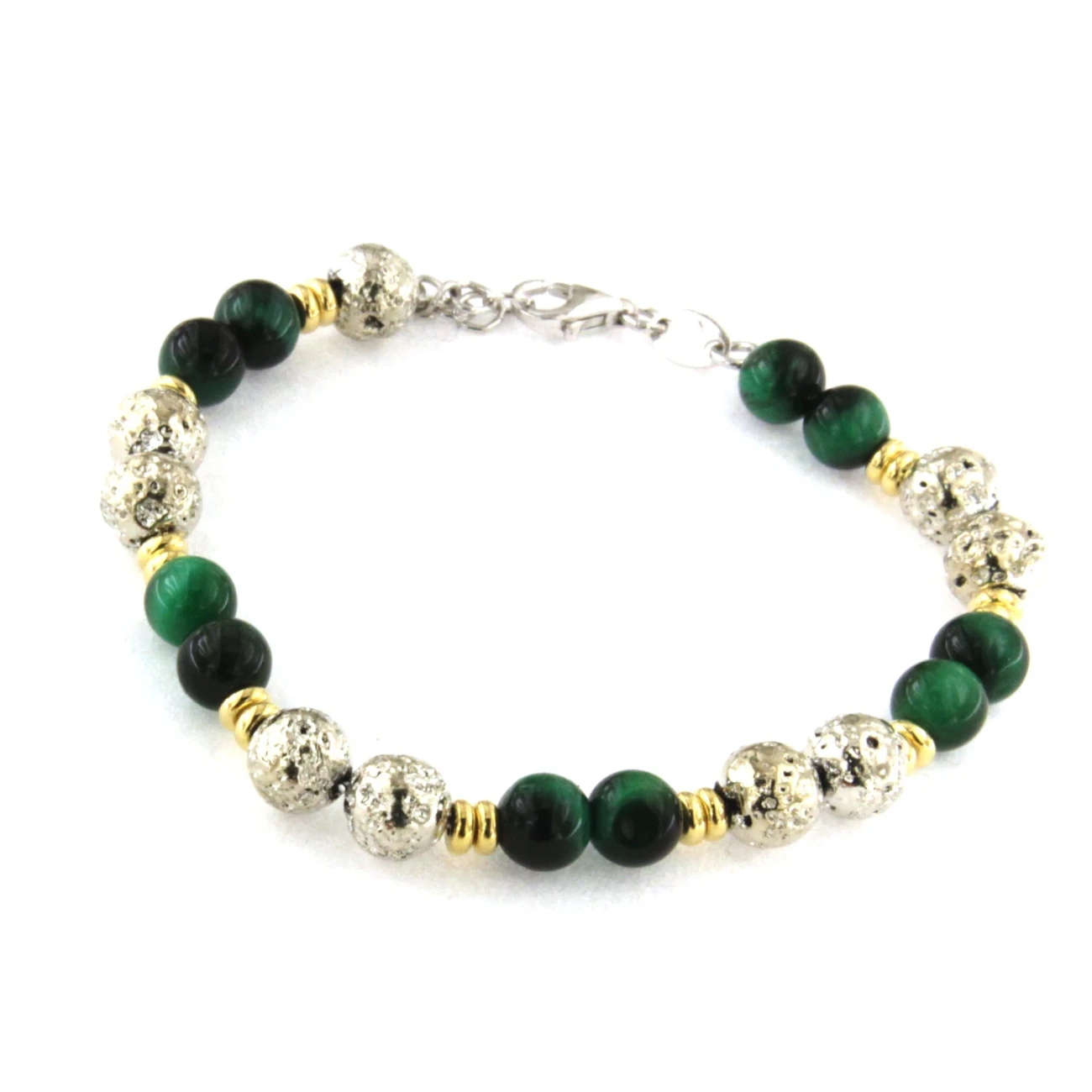 Bracciale con pietre naturali e argento