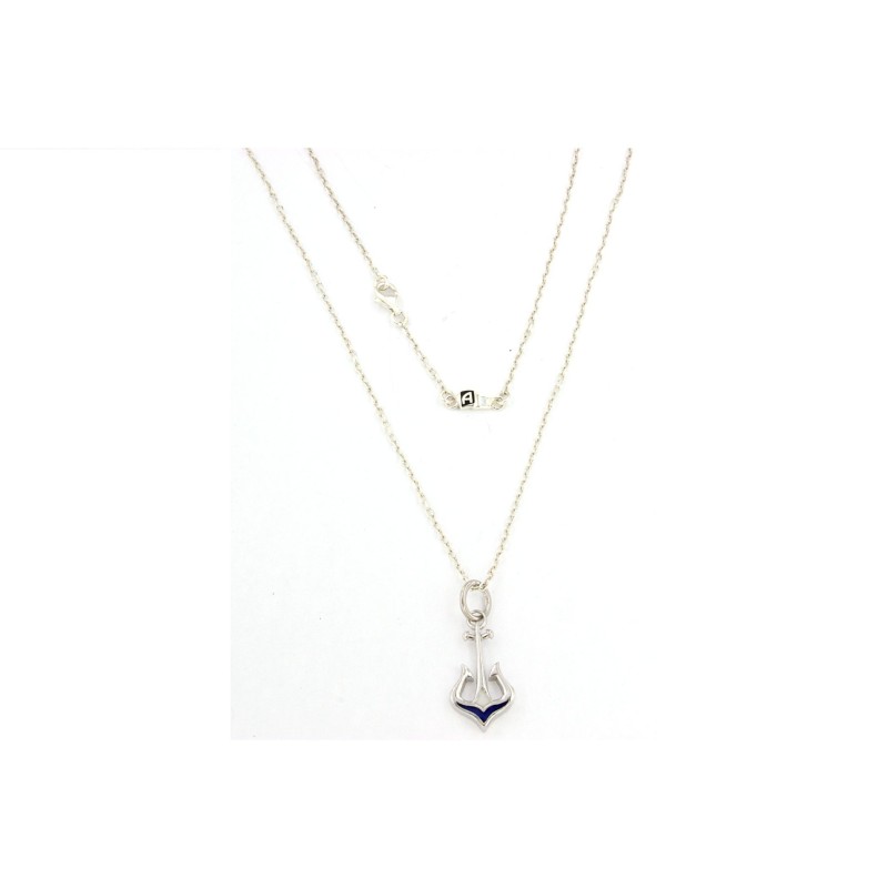 ancora con smalto in argento con collana compresa