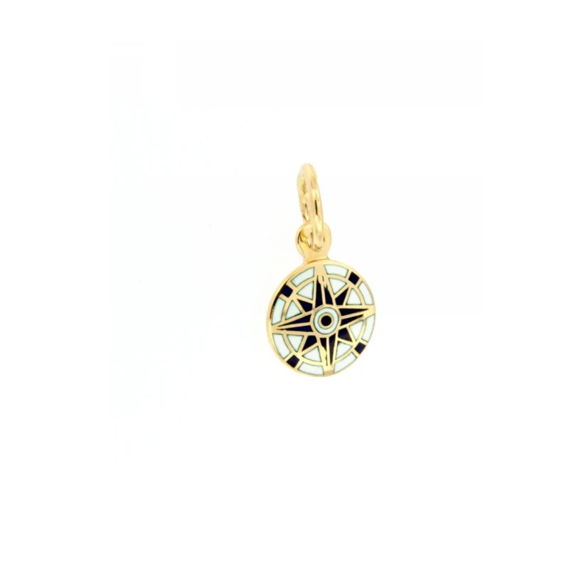 Pendente in oro 18kt con rosa dei venti smaltata
