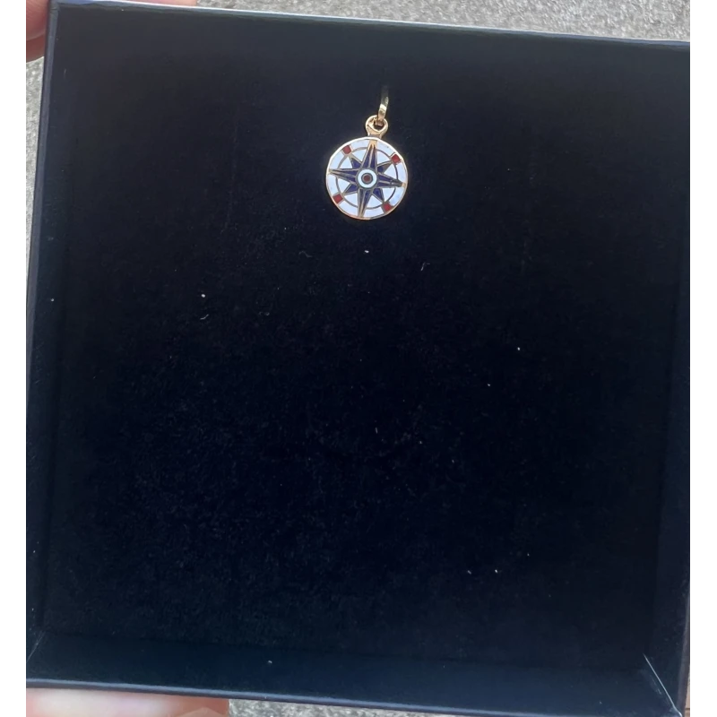 Pendente in oro 18kt con rosa dei venti smaltata
