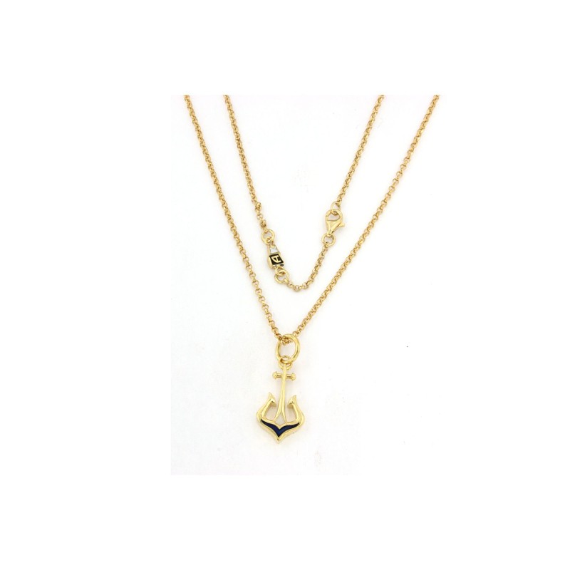 ancora con smalto in argento con collana compresa