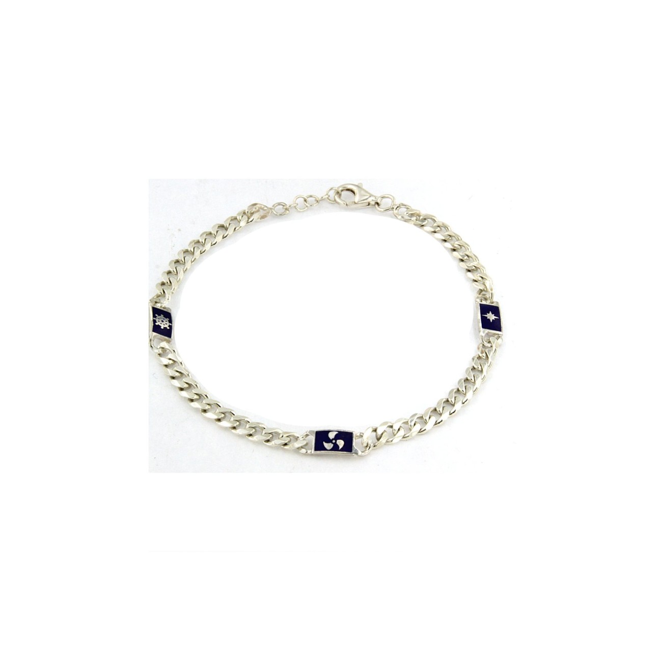 bracciale con catena groumette e elementi nautici in argento