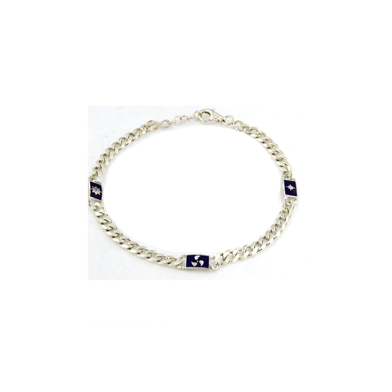 bracciale con catena groumette e elementi nautici in argento