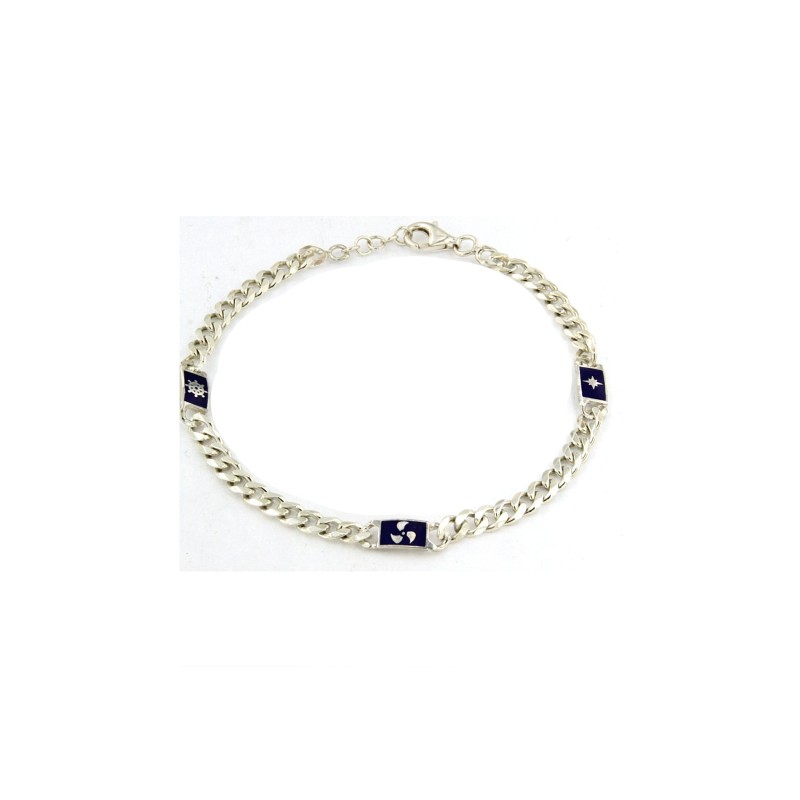 bracciale con catena groumette e elementi nautici in argento