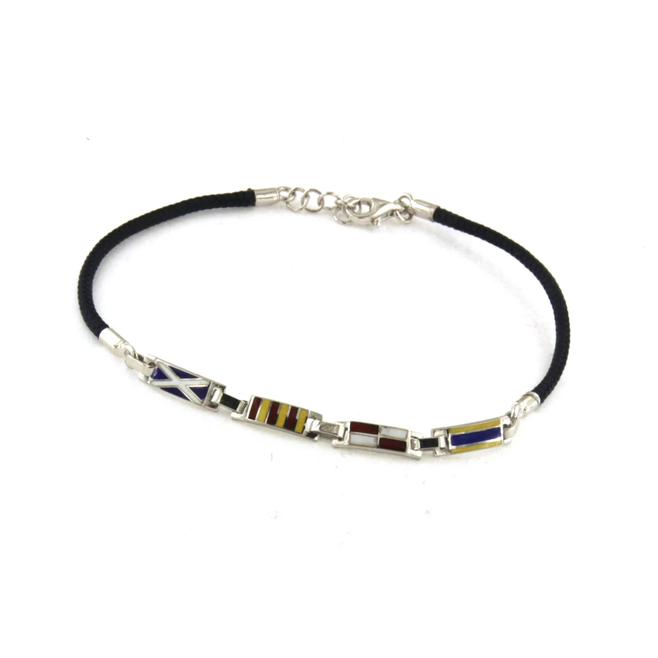Bracciale con Tessuto e Argento componibile con bandiere