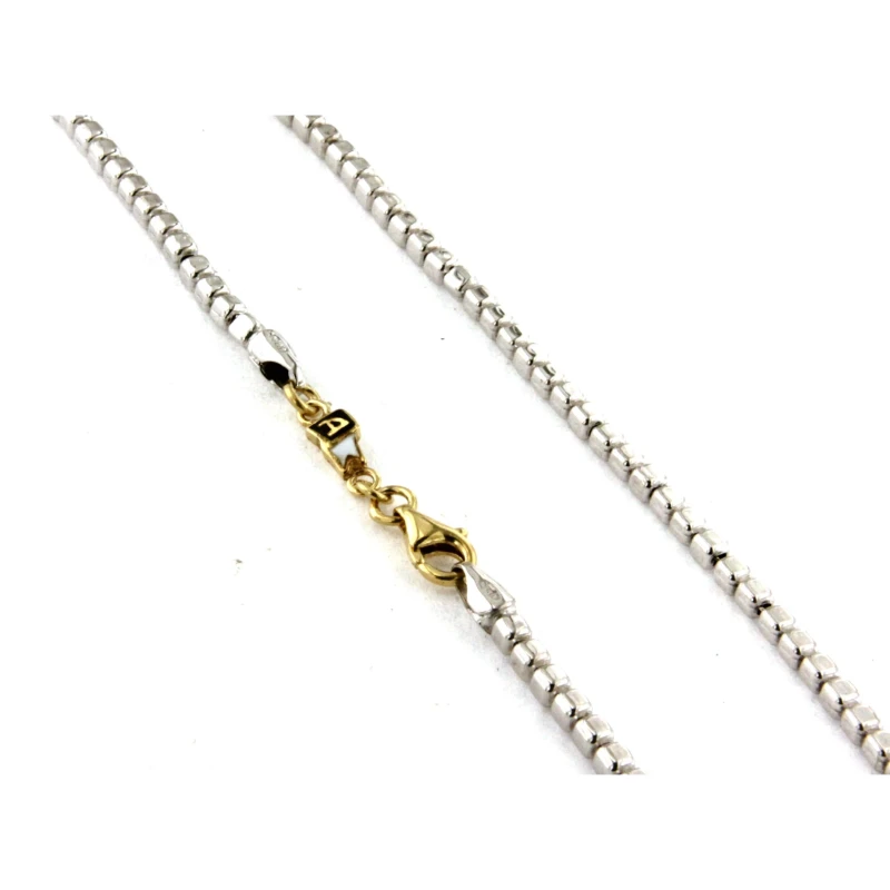 Collana Cubetto in argento bianco con chiusura argento giallo