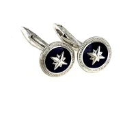 Gemelli in argento con smalto blu e stella bianca