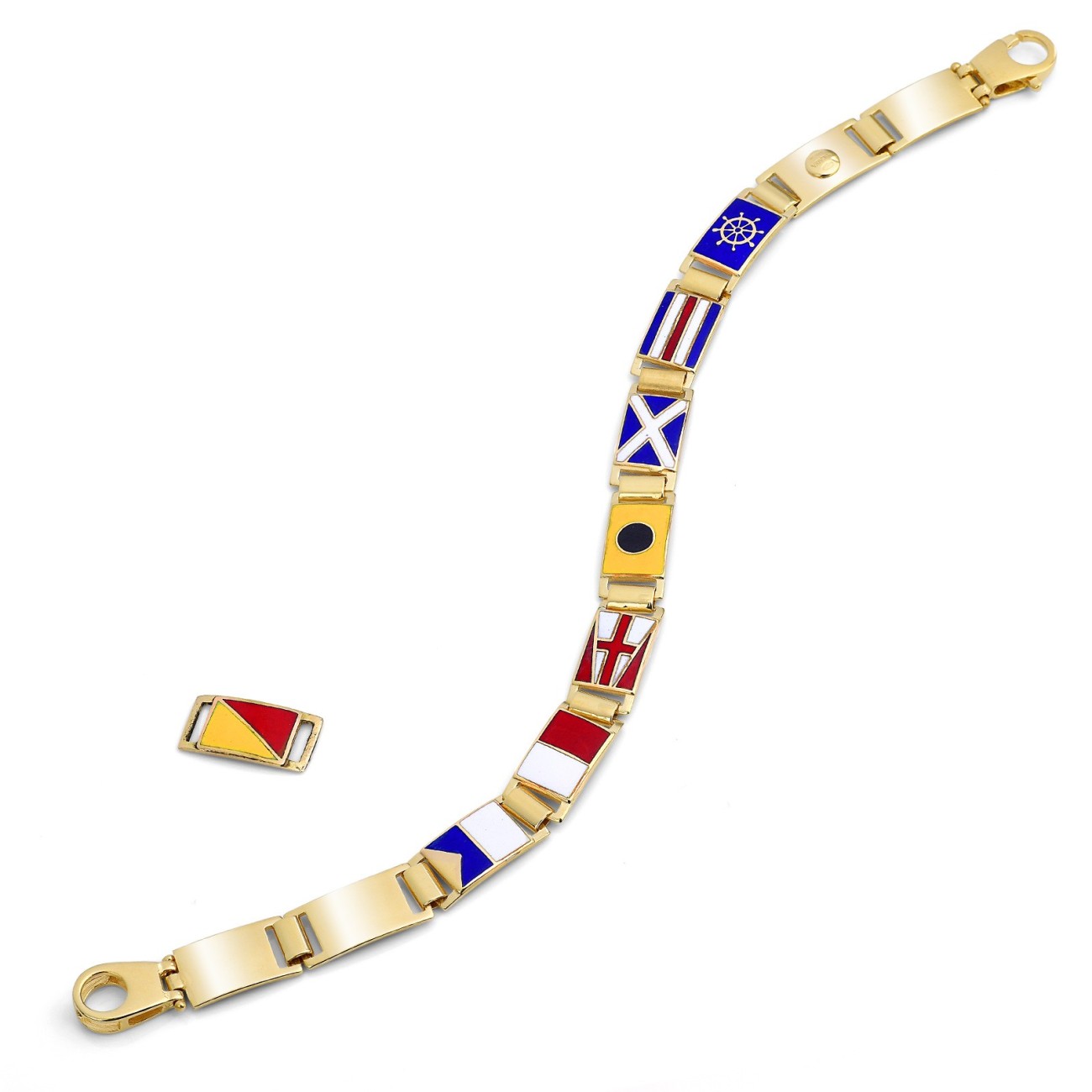 Bracciale in Oro 18kt componibile con bandiere nautiche
