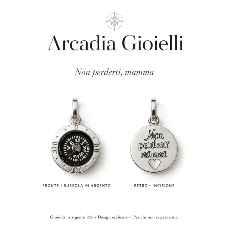 Bussola in Argento con incisione
