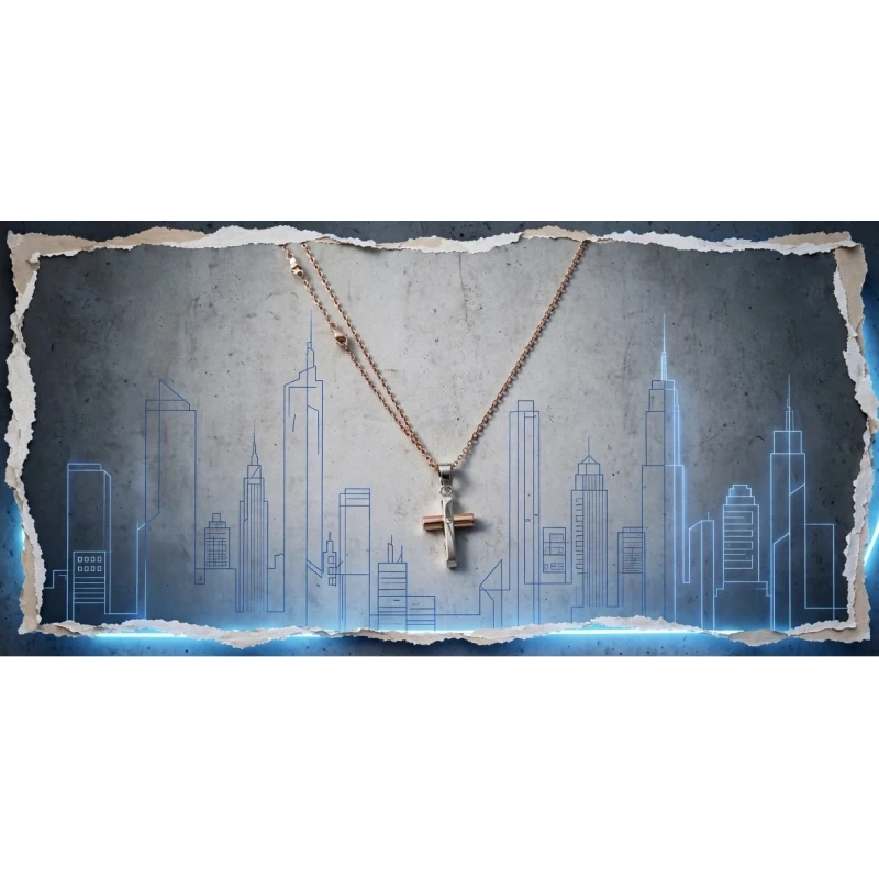 Catena da Uomo in Argento con Croce bicolore