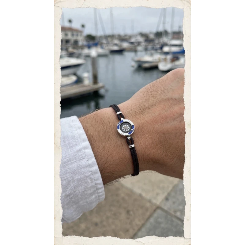 Bracciale in Argento con Bussola Smalto e Sagola marinara